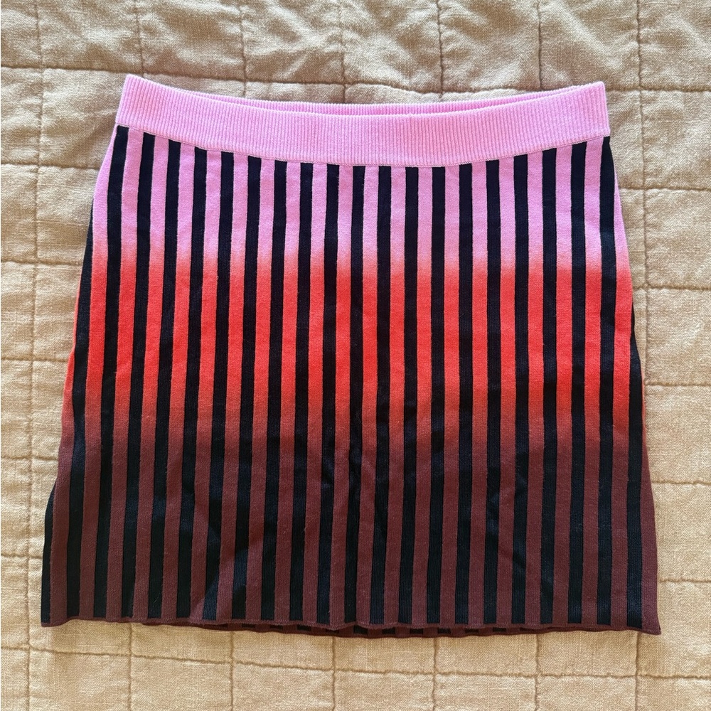 Opening Ceremony Pink and Black Striped Mini Skirt